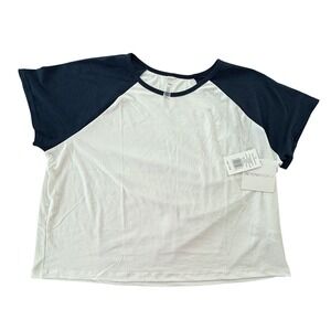 Beyond Yoga Featherweight Top White Nocturnal Navy LWSD7952 XL New With Tags